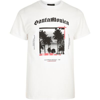 White Santa Monica print T-shirt